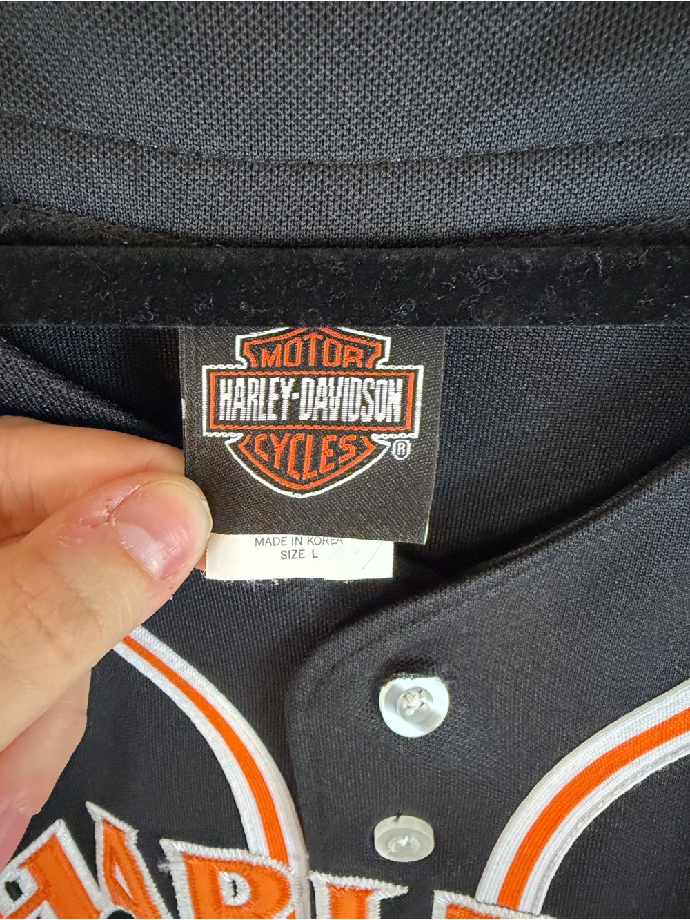 Harley-Davidson Black Orange Baseball Jersey Men’s/Women’s Motorcycle Shirt - Picture 7 of 8